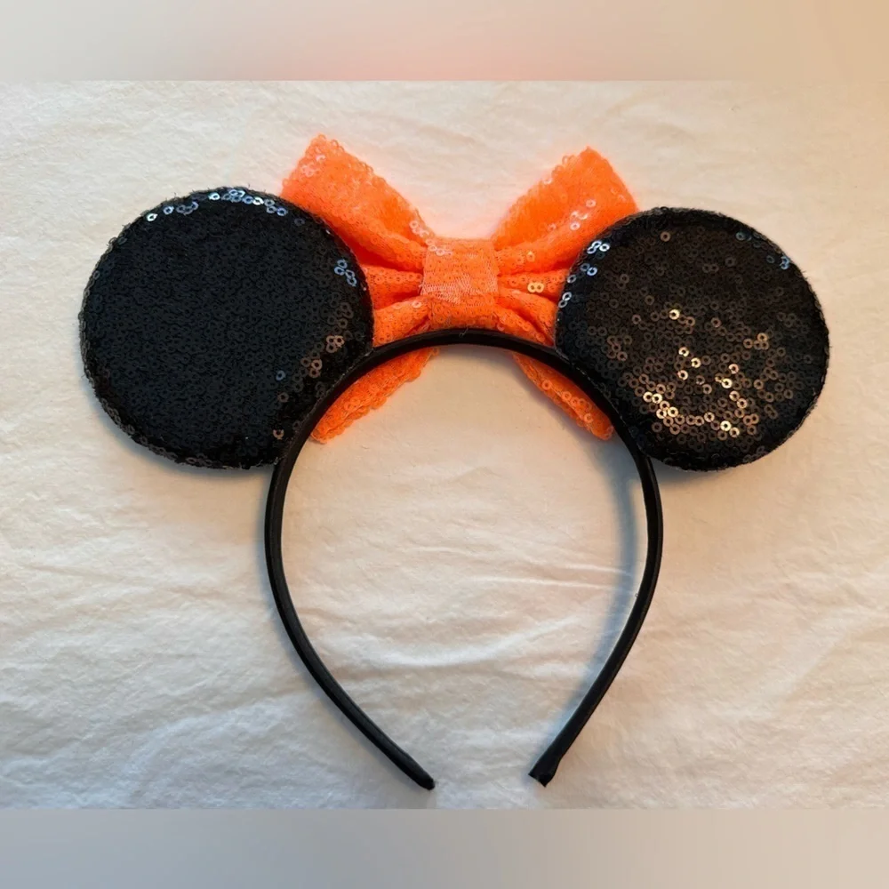 Minnie Mouse Halloween Ears w/Sequined Ears and Bow - Picture 2 of 2